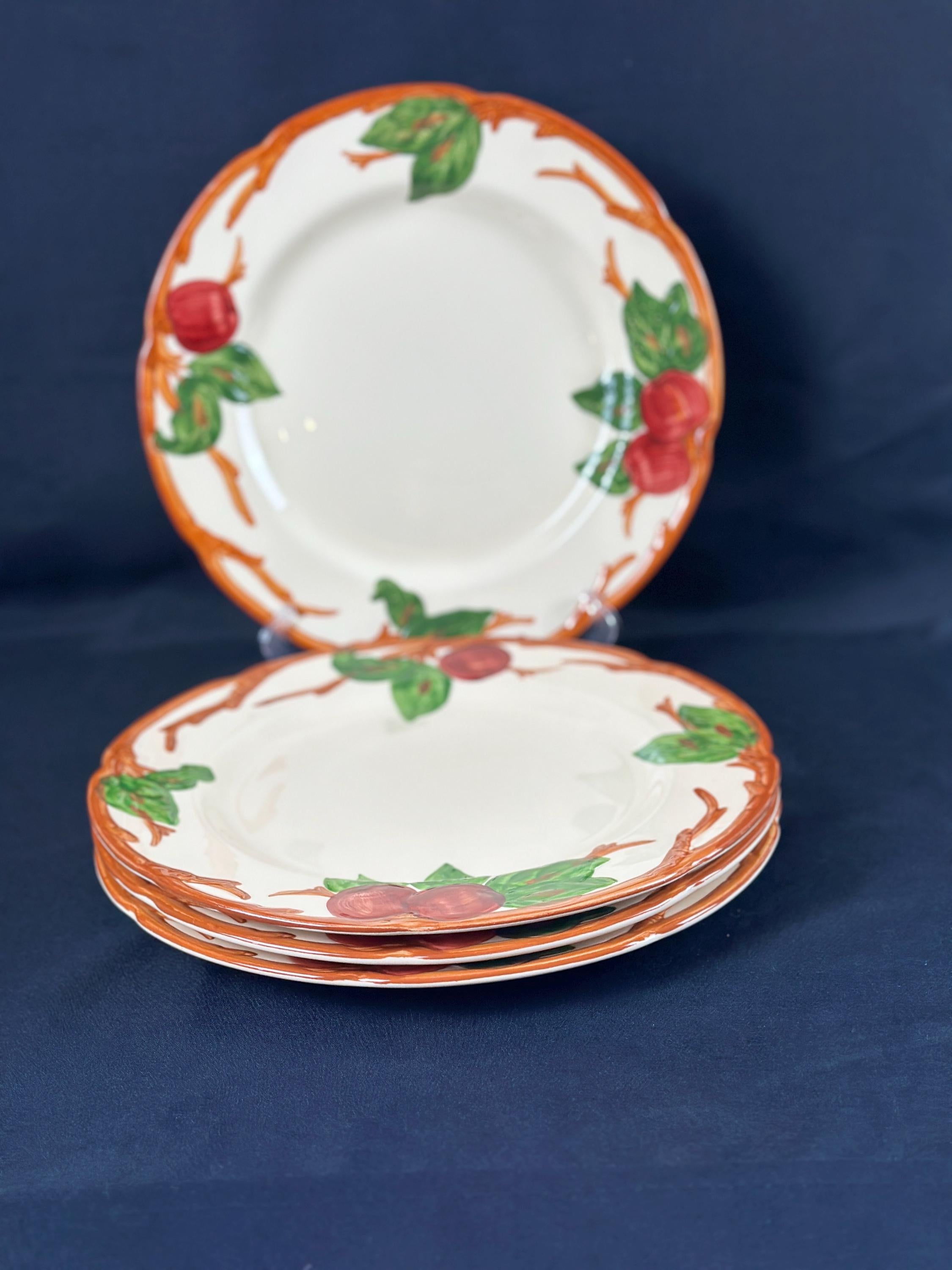 4 Franciscan Apple Dinner Plates USA