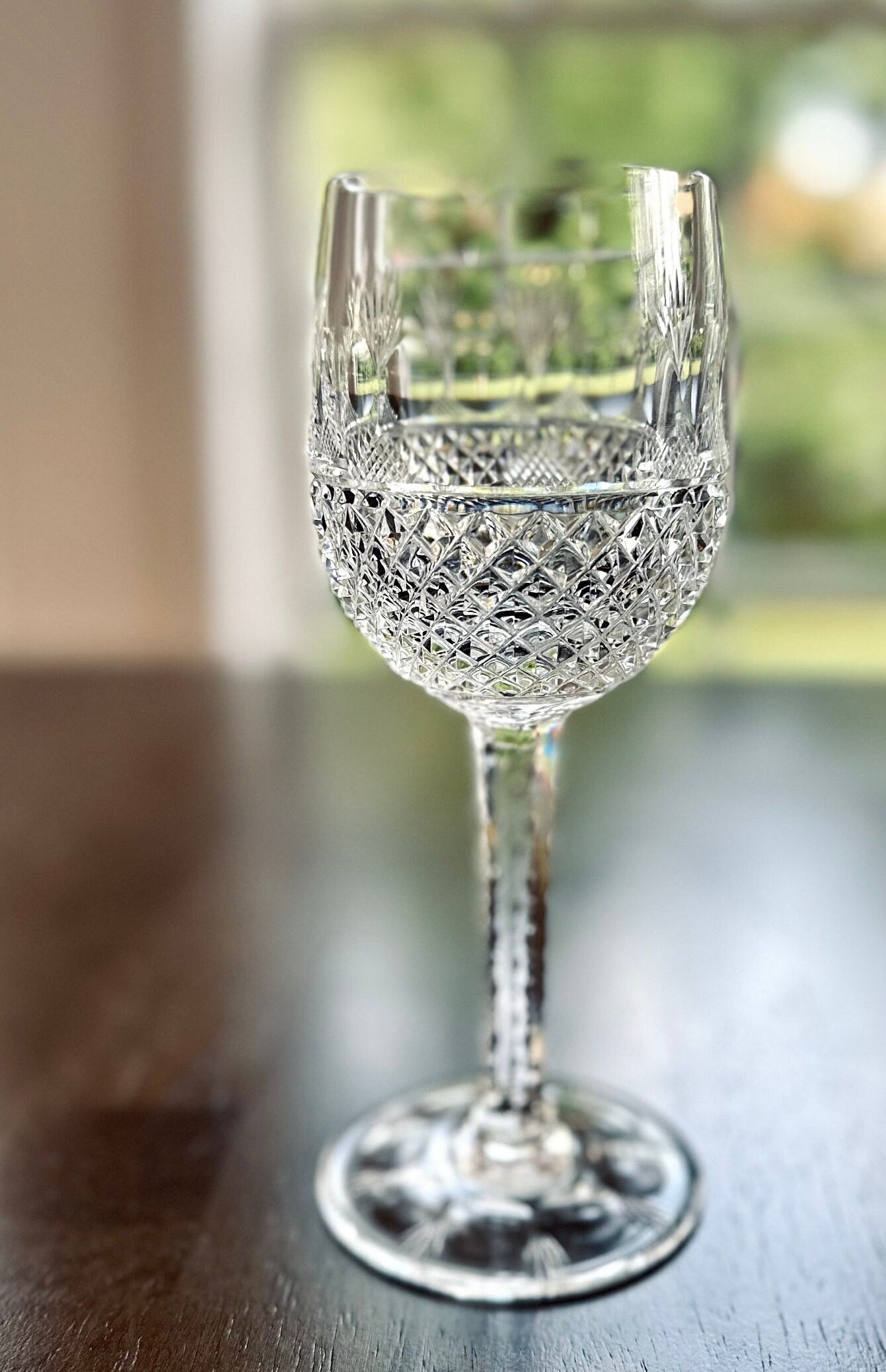 2 Tiffany  Gilbert Crystal Wine Glasses