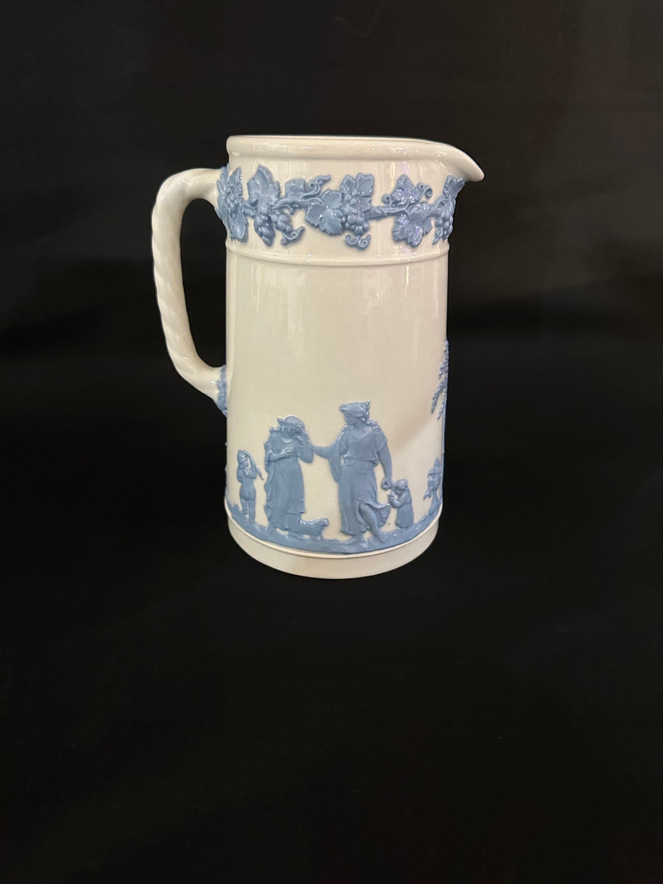 Wedgwood Jasperware Lavender on Cream Pitcher Tankard Jug