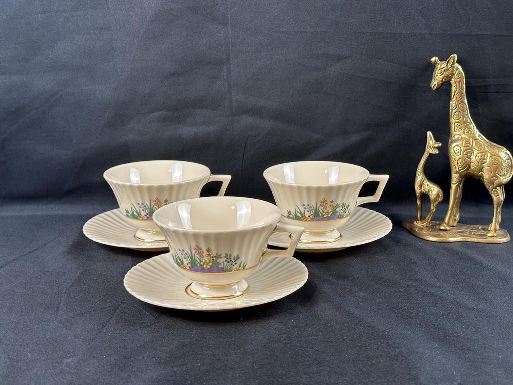 3 Lenox Rutledge Teacups and Saucers